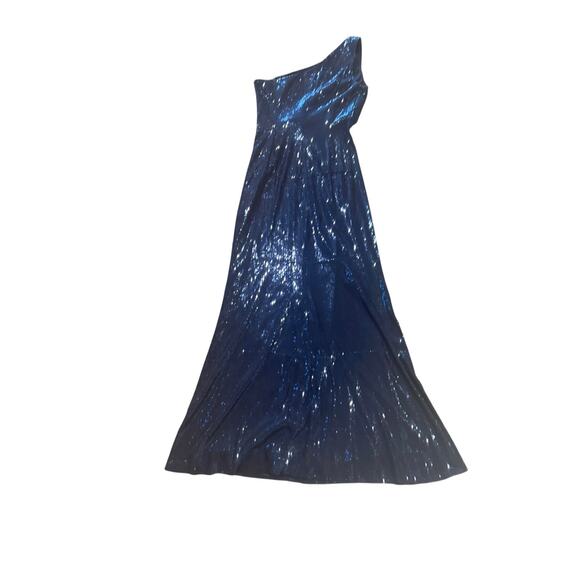 David Meister Navy Sequin Sultry Gown Long Maxi One Shoulder Mermaid Formal 6 - Picture 12 of 13